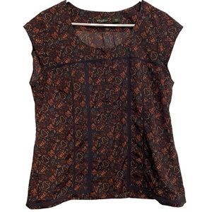 Eddie Bauer Paisley Cap Sleeve Blouse Size Large